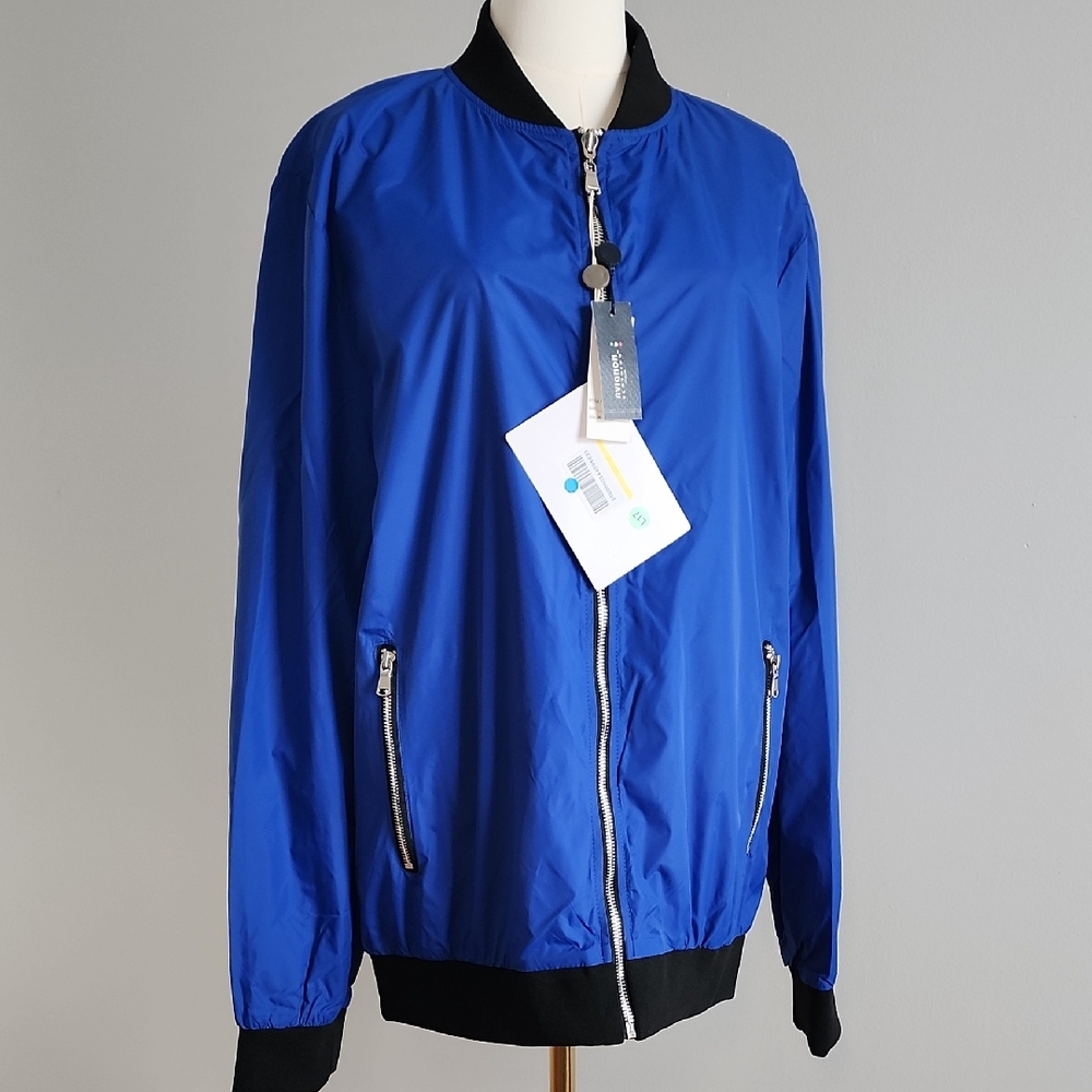 AVIGNON Italy Unisex Bomber Jacket Royal Blue Silver Hardwear Size US M